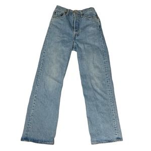 Levi's Premium Jeans Ribcage Straight Ankle Light Wash Denim Button Fly Women 25